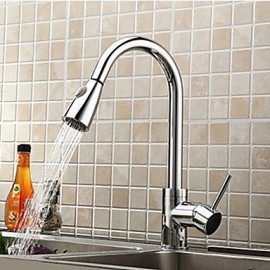 Solid Brass Chrome Finish Pull Down and Pull Out Kitchen Tap With Spray