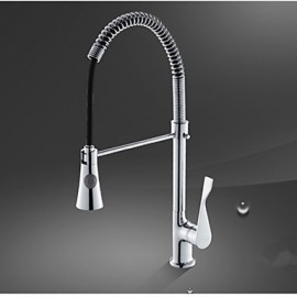 Single Handle Solid Brass Pull Down Kitchen Tap - Chrome Finish