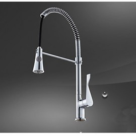 Single Handle Solid Brass Pull Down Kitchen Tap - Chrome Finish