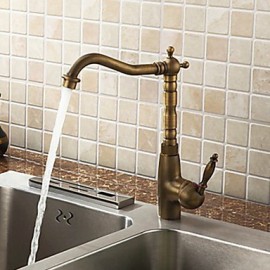 Antique Brass Deck Mounted Single Handle Cold and Hot Kitchen Tap