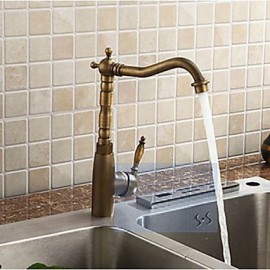 Antique Brass Deck Mounted Single Handle Cold and Hot Kitchen Tap