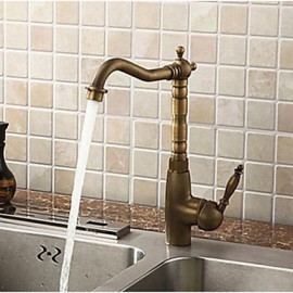 Antique Brass Deck Mounted Single Handle Cold and Hot Kitchen Tap