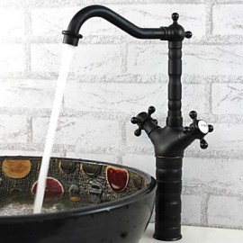 Deck Mounted Two Handles One Hole with Oil-rubbed Bronze Kitchen Tap