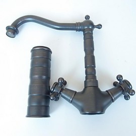 Deck Mounted Two Handles One Hole with Oil-rubbed Bronze Kitchen Tap