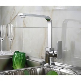 Contemporary Deck Mounted Brass Chrome Finish Single Handle Kitchen Tap