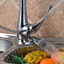Modern Chromed Copper Pull-Out Sink Tap Water Tap - Silver