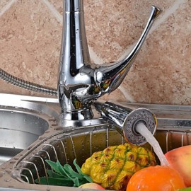 Modern Chromed Copper Pull-Out Sink Tap Water Tap - Silver
