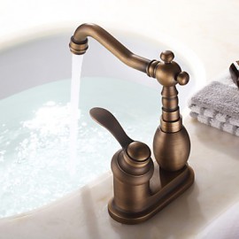 Deck Mounted Single Handle Two Holes with Antique Brass Kitchen Tap