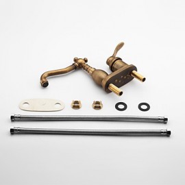 Deck Mounted Single Handle Two Holes with Antique Brass Kitchen Tap
