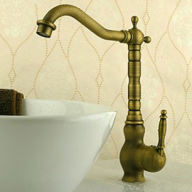 Deck Mounted Single Handle One Hole with Antique Brass Kitchen Tap