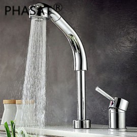 Deck Mounted Single Handle Two Holes with Chrome Kitchen Tap