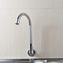 Wall Type 360 Degree Rotatable Chrome Plated Brass Kitchen Sink Tap - Silver