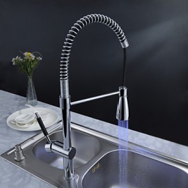 Kitchen Tap LED / Centerset with Chrome Single Handle One Hole