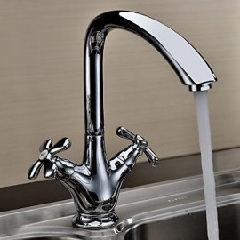 Kitchen Tap Centerset with Chrome Two Handles One Hole