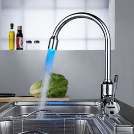 Kitchen Tap LED / Centerset with Chrome Single Handle One Hole