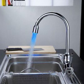 Kitchen Tap LED / Centerset with Chrome Single Handle One Hole