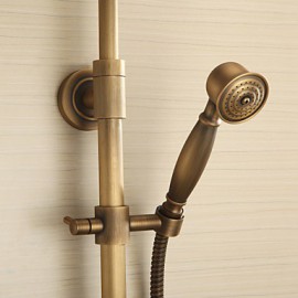 Antique Brass Tub Shower Tap with 8 inch Shower Head + Hand Shower