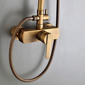Shower Tap Wall Mount with Antique Brass Single Handle Three Holes