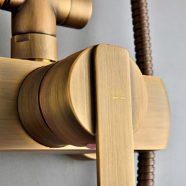 Shower Tap Wall Mount with Antique Brass Single Handle Three Holes