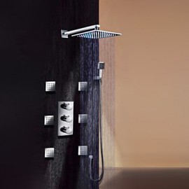 Shower Tap Contemporary LED / Thermostatic / Rain Shower / Widespary / Handshower Included Brass Chrome