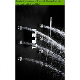 Shower Tap Contemporary LED / Thermostatic / Rain Shower / Widespary / Handshower Included Brass Chrome