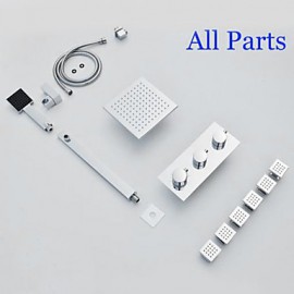 Shower Tap Contemporary LED / Thermostatic / Rain Shower / Widespary / Handshower Included Brass Chrome