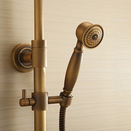 Antique Brass Shower Tap with 8 inch Shower Head + Hand Shower
