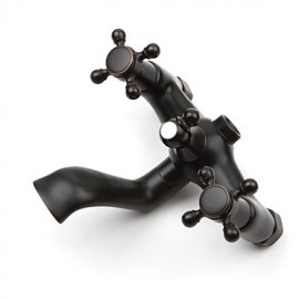 Oil-rubbed Bronze Wall Mount Waterfall Rain + Handheld Shower Tap