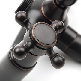 Oil-rubbed Bronze Wall Mount Waterfall Rain + Handheld Shower Tap