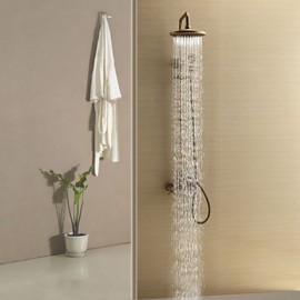 Antique Brass Shower Tap with 8 inch Shower Head + Hand Shower