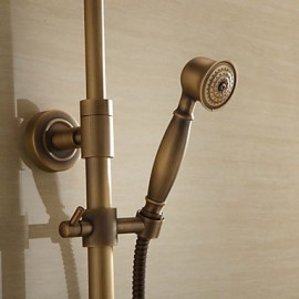 Antique Brass Shower Tap with 8 inch Shower Head + Hand Shower