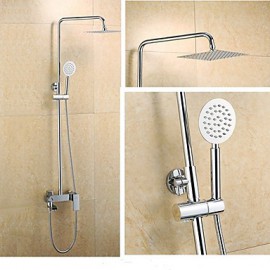 Square Thin Pressurize Shower Chrome Finished 8 Inch In Wall Shower Set with Shower Head and Hand Shower