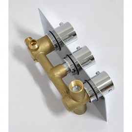 12 Inch Chrome Square Shower Three Handles Rainfall Shower Tap Thermostatic Mixer Shower Massage Jet