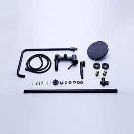 Oil-rubbed Bronze Wall Mounted Waterfall Rain + Handheld Shower Tap