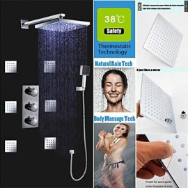 Shower Tap Contemporary LED / Thermostatic / Rain Shower / Sidespray / Handshower Included Brass Chrome