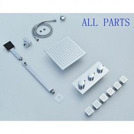 Shower Tap Contemporary LED / Thermostatic / Rain Shower / Sidespray / Handshower Included Brass Chrome