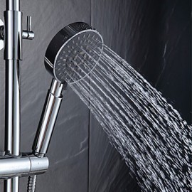 Warpeu Bathroom Rain Shower Set Chrome Brass Shower Mixer with Shower Head and 5 Functions Hand Shower