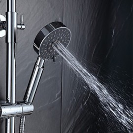 Warpeu Bathroom Rain Shower Set Chrome Brass Shower Mixer with Shower Head and 5 Functions Hand Shower