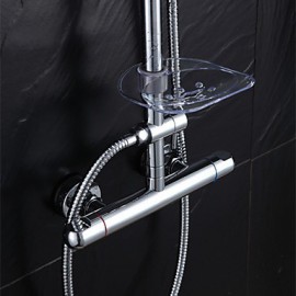Warpeu Bathroom Rain Shower Set Chrome Brass Shower Mixer with Shower Head and 5 Functions Hand Shower