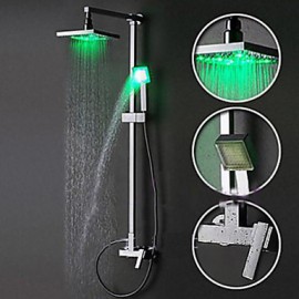 Single Handle Contemporary Color Changing LED Shower Tap with 8 inch Shower Head + Hand Shower