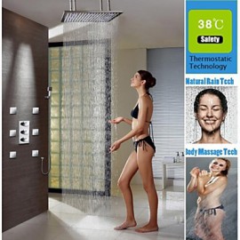 Shower Tap Contemporary LED / Thermostatic / Rain Shower / Sidespray / Handshower Included Brass Chrome