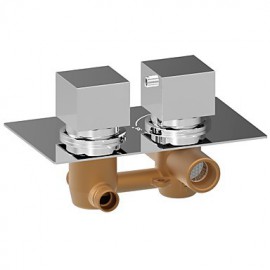 Chrome Square Dual Handle Thermostatic Rainfall Shower Mixer Valve