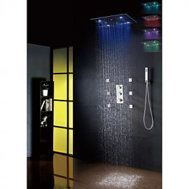 Luxury Thermostatic Spraying And Rain Bathroom Shower Tap Set, 20 Inch 7 Colors 100V~240V AC LED Shower Head