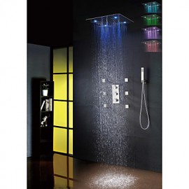 Luxury Thermostatic Spraying And Rain Bathroom Shower Tap Set, 20 Inch 7 Colors 100V~240V AC LED Shower Head