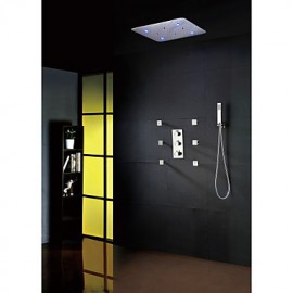 Luxury Thermostatic Spraying And Rain Bathroom Shower Tap Set, 20 Inch 7 Colors 100V~240V AC LED Shower Head