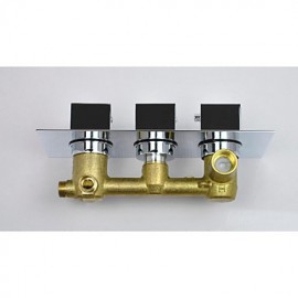 Chrome Square Triple Handle Thermostatic Rainfall Shower Mixer Valve