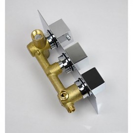Chrome Square Triple Handle Thermostatic Rainfall Shower Mixer Valve
