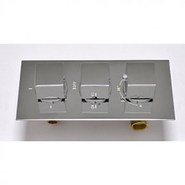 Chrome Square Triple Handle Thermostatic Rainfall Shower Mixer Valve