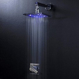 Shower Tap / Bathtub Tap Contemporary LED / Waterfall / Rain Shower Brass Chrome