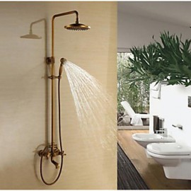 Antique Brass Rain Bathroom Shower Set Tap W/Tub Tap Mixer Tap Wall Mount